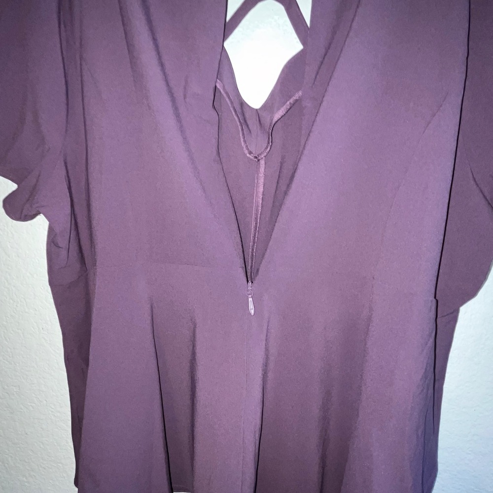 Torrid Purple Georgette Peplum Top Lattice Cage Neck Cutout Blouse Plus Size 3X - Picture 10 of 12